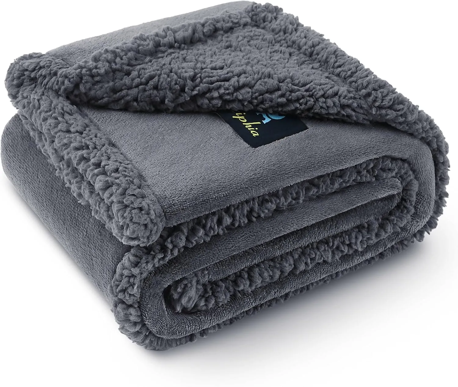 Waterproof Pet Blanket, Liquid Pee Proof Dog Blanket for Sofa Bed Couch, Reversible Sherpa Fleece Furniture Protector Cover for Small Medium Large Dogs Cats, Dark Gray Small40" x 28"