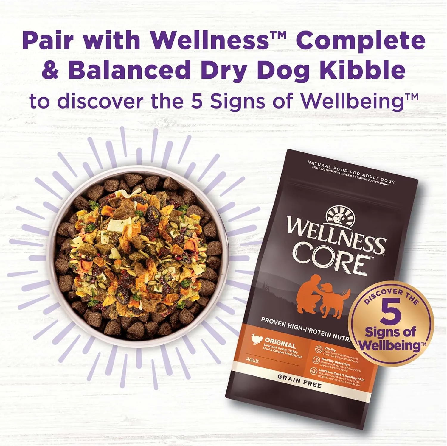 Wellness CORE Bowl Boosters Skin & Coat Dog Food Topper, 4 Ounce Bag