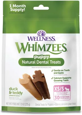 Wellness WHIMZEES Puppy Dog Dental Treats, Natural Chews, Extra Small & Small Size Stick, (30 Count)