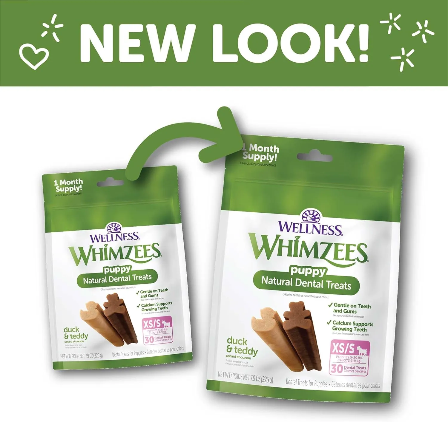Wellness WHIMZEES Puppy Dog Dental Treats, Natural Chews, Extra Small & Small Size Stick, (30 Count)