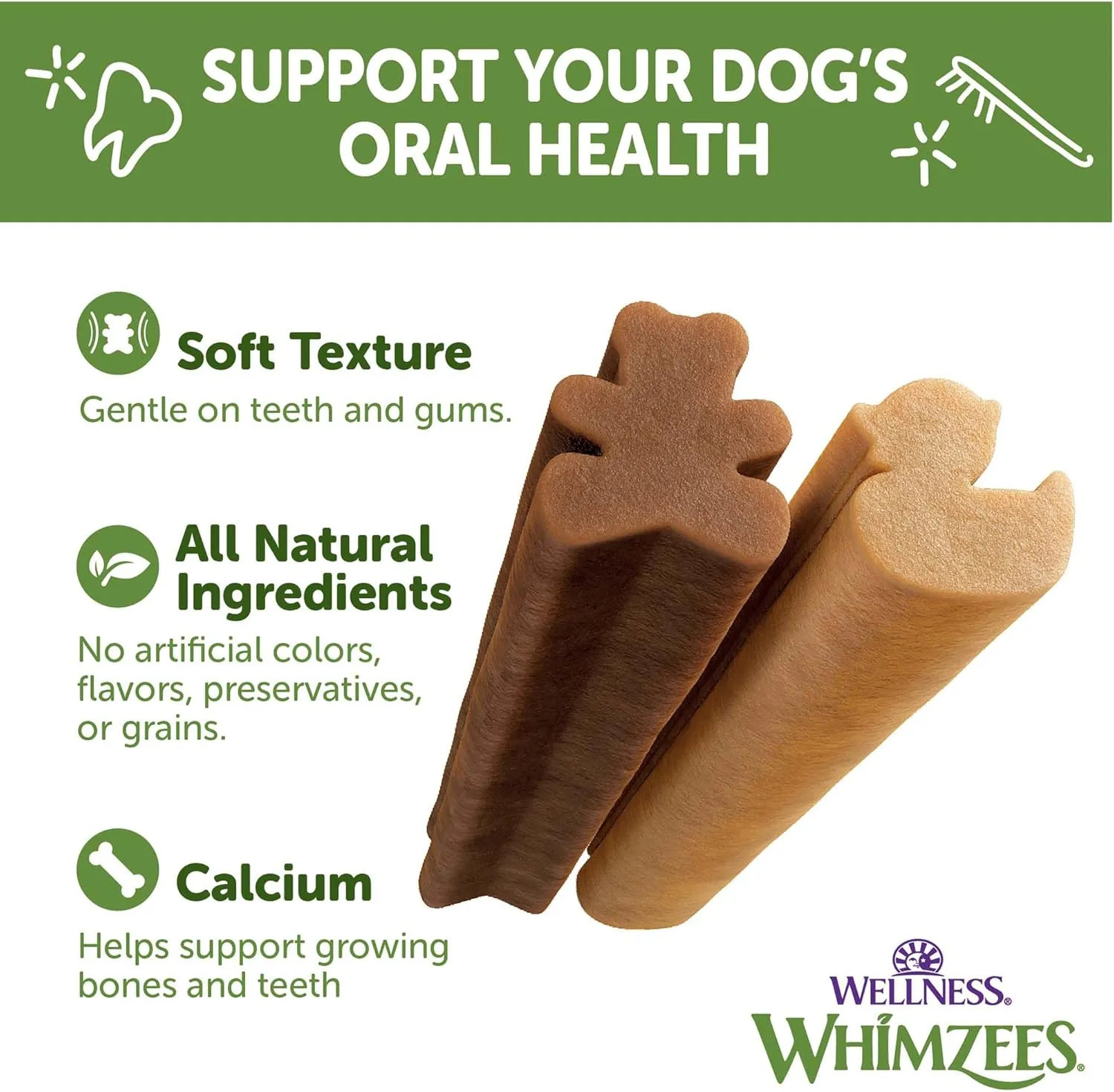 Wellness WHIMZEES Puppy Dog Dental Treats, Natural Chews, Extra Small & Small Size Stick, (30 Count)