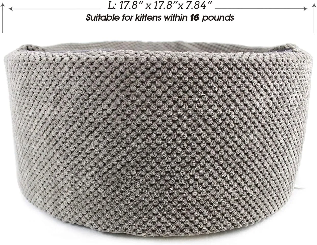 Winsterch Large Cat Bed - Soft, Enclosed & Washable cat Cave Bed for Indoor/Outdoor Cats & Kittens with Anti-Slip Bottom,Calming, Covered Cave Bed (Gray,17.8 x 17.8 x 7.84 in)