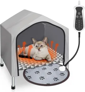 Winter Outdoor Heated Cat House,Indoor Cat Condos,Insulated Dog House,Cat Tent,for Small Cat&Dog(Equipped with Heating pad)