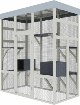 Wooden Outdoor Cat Enclosure with Waterproof Top, 62.6" x 32.3" x 70.1" Spacious Pet Catio, Multi-Level Playpen with Metal Wire, Easy Access & Assembly, Ideal for Cats & Small Animals