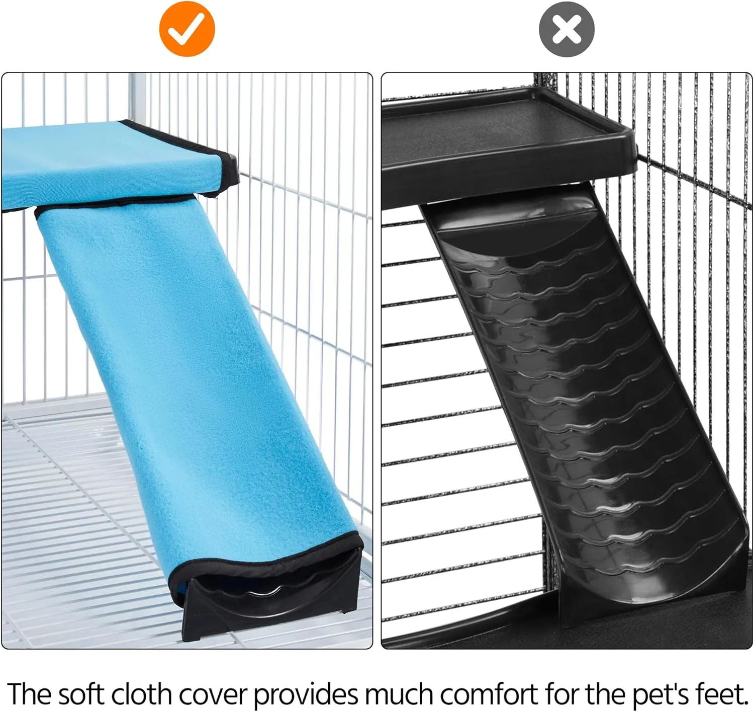Yaheetech Small Animal Cage, Metal Pet Cage with Removable Tray/Ladder/Wheels, Ferret Cage, Chinchilla Cage, Sugar Glider Cage, White