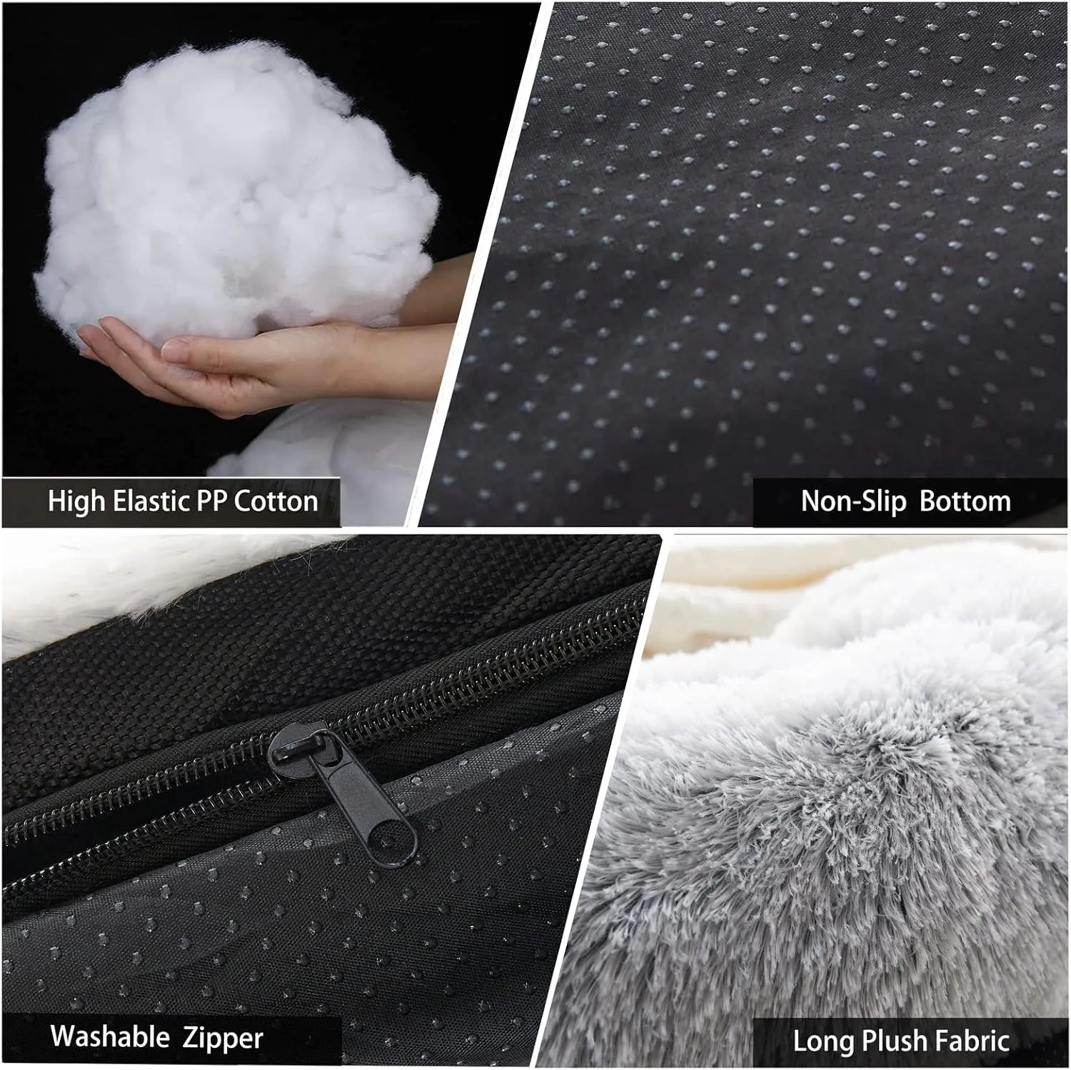 Yapudoo Plush Dog Bed Sofa Cover, Deluxe Plush Soft Pet Couch Protector Pet Beds, Couch Cover for Large Dogs, Removable Washable Anti-Slip Pet Bed with Memory Foam Neck Bolster Silver Gray Large