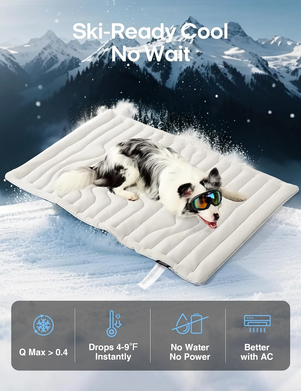ZonLi Dog Cooling Mat, 36" x 23" Medium, Reversible Cooling Pad for Dogs & Cats (Cool & Warm), Durable & Machine Washable, Pet Mat for Crate, Kennel, Bed, Sofa, Arctic Grey